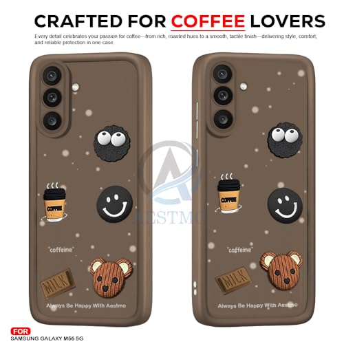 Image of AESTMO Back Case Cover for Samsung Galaxy M56 / F56 5G Cover | Cute Fun Cartoon | Coffee Silicone Case | Full Body Protection | Camera Protection Back Cover for Samsung Galaxy M56 / F56 5G (Brown)