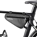 ACRUNU Bike Bag, Bike Frame Storage Bag, Water-Resistant Bike Triangle Bags with Two Side Pockets, BMX Bike Accessories for Mountain Road Bike Trip (Black)