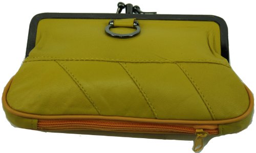 Image of MARSHAL Genuine Leather Change Purse with Clasp Closure (Red)