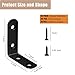 18-Pack L Shape Corner Brackets, Stainless Steel Metal Angle Braces for Wood Furniture, Heavy Duty Black 2 inch Shelf Bracket with Long Screws for Household Project (L Shape Black)
