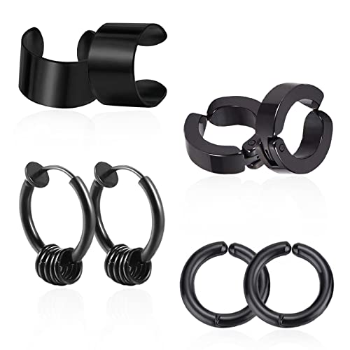C[Jt CO Y tFCNsAX mz[sAX fB[X lC earrings for men and women p T[WJXeX316L AM[Ή Vo[ ubN S[h (SZbg ubN[C