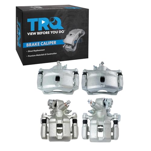 Image of TRQ Front and Rear Brake Caliper Set Zinc Coated Brackets Hardware Compatible with 2002-2003 Honda Civic