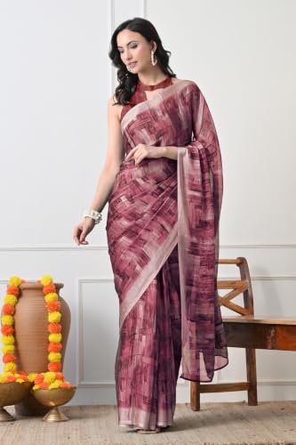 Image of MIRCHI FASHION Women Saree | Chiffon Batik Printed Breathable Regular Use Sari with Blouse