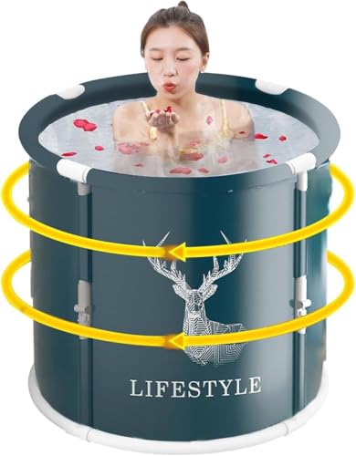 Image of Foldable Adult Bath Tub for Home Spa | Large Portable Bathtub with Backrest & Handle | Insulated Folding Tub for Hot & Cold Soak, Ice Bath, Bubble Bath & Relaxing Spa (Life Style)