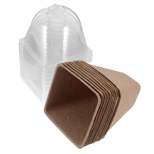 BESPORTBLE 10 Piezas Taza de plántulas de Pulpa alfombras al Aire Libre Equipo no Maceta de semilleros Maceta con Tapa de ventilación macetas de Flores iniciador de Semillas la Mascota Beige