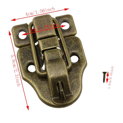 Image of Haidong Retro Style Box Toggle Latches Antique Metal Duck-Billed Hasp Latches with Padlocks Antique Hasp Padlock Kits for Repair /Decoration Wooden Jewelry Boxs (Bronze) 2 Sets