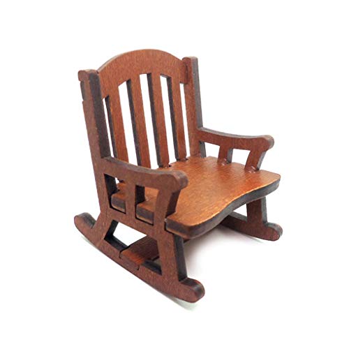 heacker 01.12 Holzschaukelsessel Puppenstuben Stuhl aturmöbel Sessel, Schaukelstuhl aus Holz, Puppenstuben-Modell Puppenhaus Spielzeug-Geschenk thumbnail