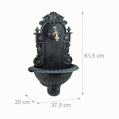 Fuente de pared para jardín Relaxdays que soluciona la falta de grifos 5