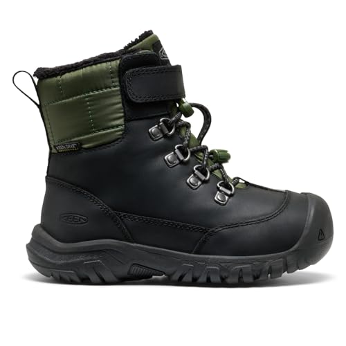 KEEN Unisex Kinder Kanibou wasserdichte Schneestiefel, Schwarz, Bronze, Grün, 10 UK