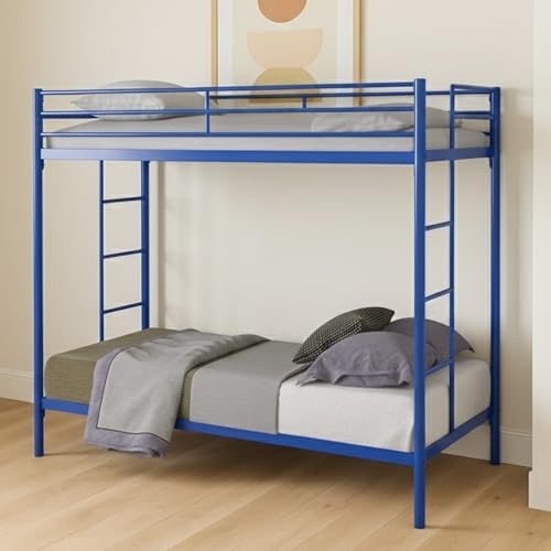 Image of Pilio Twin Over Twin Metal Bunk Bed | Bunk Bed Without Storage for Kids & Adult | Double Decker Bed for Kids Room | Space-Saving Twin Bunk Room| Bunker Bed Frame (Mattress Included)