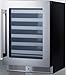Summit 24 Inch Wine Cellar Shallow Depth Wine Refrigerator, Dimmable LED Light, Lock, Commercial or Residencial Use- SDHW2442LHD(LHD, Stainless Steel)
