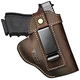IWB Leather Holster, Genuine Leather Gun Holster for Glock 17/19/42/43X, Taurus G2/G2C/G3C, Concealed Carry Gun Holsters for Sig P365/P320 Ruger LCP/LC9S/Security 9, M&P 9mm Shield & Most Size Pistol