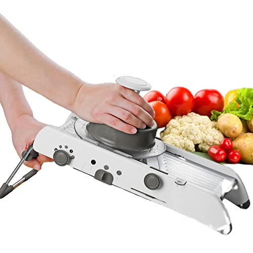 TOBILE Éplucheur Accessoires de Cuisine Trancheuse Coupe-légumes Manuel avec Lames en Acier Inoxydable Réglable pour Pomme de terre Carotte Râpe Acier