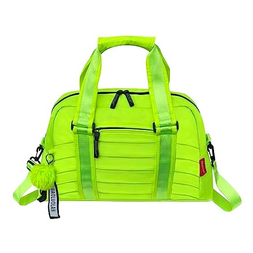 Genérico Bolsa Mala Feminina Academia Esportiva Treino Viagem Fitness Trabalho Transversal Compartimento para Tênis Bolso Impermeável Verde Limão 16 cm x 39 cm x 27 cm