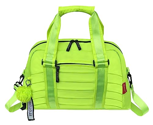 Genérico Bolsa Mala Feminina Academia Esportiva Treino Viagem Fitness Trabalho Transversal Compartimento para Tênis Bolso Impermeável Verde Limão 16 cm x 39 cm x 27 cm