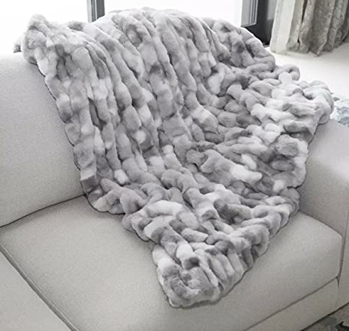 Mon Chateau Luxury Collection Faux Fur Throw, Ruched Gray, Queen Mon Chateau Luxury Collection Faux Fur Throw, Ruched Gray, Queen