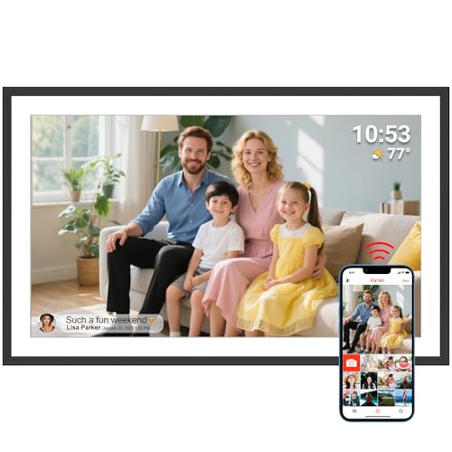 15.6 Frameo Digital Picture Frame WiFi 1920x1080 IPS FHD Touch Screen Large Electronic Photo Frames Send Photos from Your Phone from Anywhere Best Gifts for Parents and Grandparents