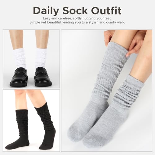 Slouchy Socks Women Slouch Knee High Boot Long Tube Socks 3 Pairs4