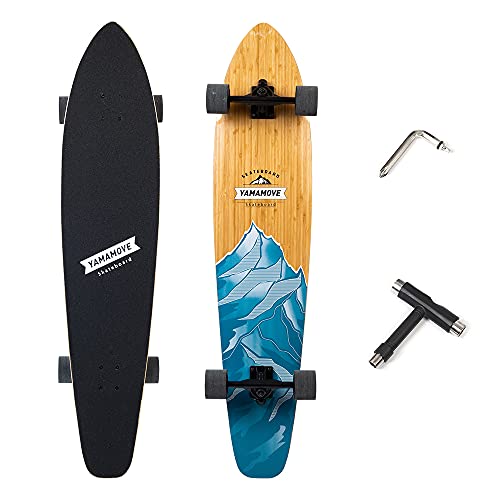 JAKKO Skateboards Longboard Skateboard, 44-Inch 7-Ply Artisan Bamboo and Maple Longboard, Professional Complete Skateboard Bamboo Longboards. (44-InchLongboard)