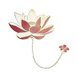 Metal Bookmark School Supplies Stationery Hollow Bookmark Chinese Style Leaf Vein Rose Flower Apricot Leaf Vintage Bookmark(Lotus)