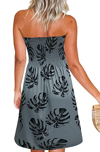 Image of Zyyfly Strapless Dress for Women Summer Beach Boho Smocked Tube Top Dress