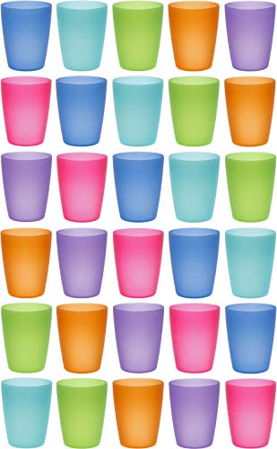 idea-station Neo Verres Plastique 30 Pieces, 250 ML, Couleur, réutilisables, gobelet, Verre, Tasse en Plastique, Vaisselle, Enfant, Bebe, Camping, a Eau, Whisky, Cocktail