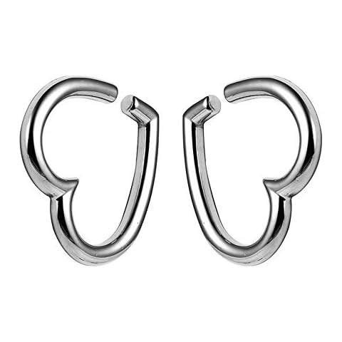 LADEMAYH Ear Weights for Stretched Ears, Heart 2g Gauges Earrings Dangle Gauges for Women, Silver Surgical Steel Ear Hangers Weighted Gauges Body Jewelry Cover