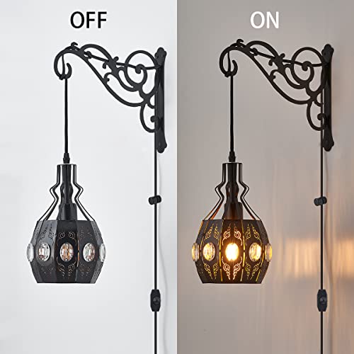 Image of 2PK Wall Sconce Plug in Hanging Lamp Shelf Dimmable Wall Sconces Adjustable Wall Lights with Plug in Cord and Dimmer On /Off Indoor Wall Sconces for Living Room Bedroom