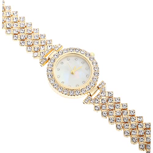 PartyKindom - PartyKindom Fashionable Rhinestone Women Watch Gold Strap Elegant Design for Daily Wear Parties and Travel Chic