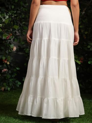 Image of OTABU | Skirt for Women | Tiered Maxi | Smocked Waist Silhouette | Flowing Everyday Wear.