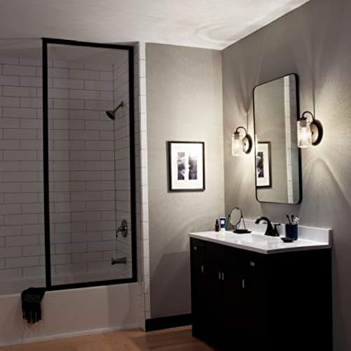 Image of Kichler Braelyn 9.5 inch Wall Sconce in Olde Bronze, 1-Light Industrial Wall Mount with Clear Seeded Glass, (9.5 inch H x 5 inch W), 45457OZ
