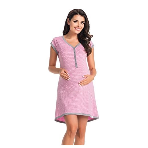 Di Vadini Franca, camicia da notte, per allattamento, 100% cotone viola. S