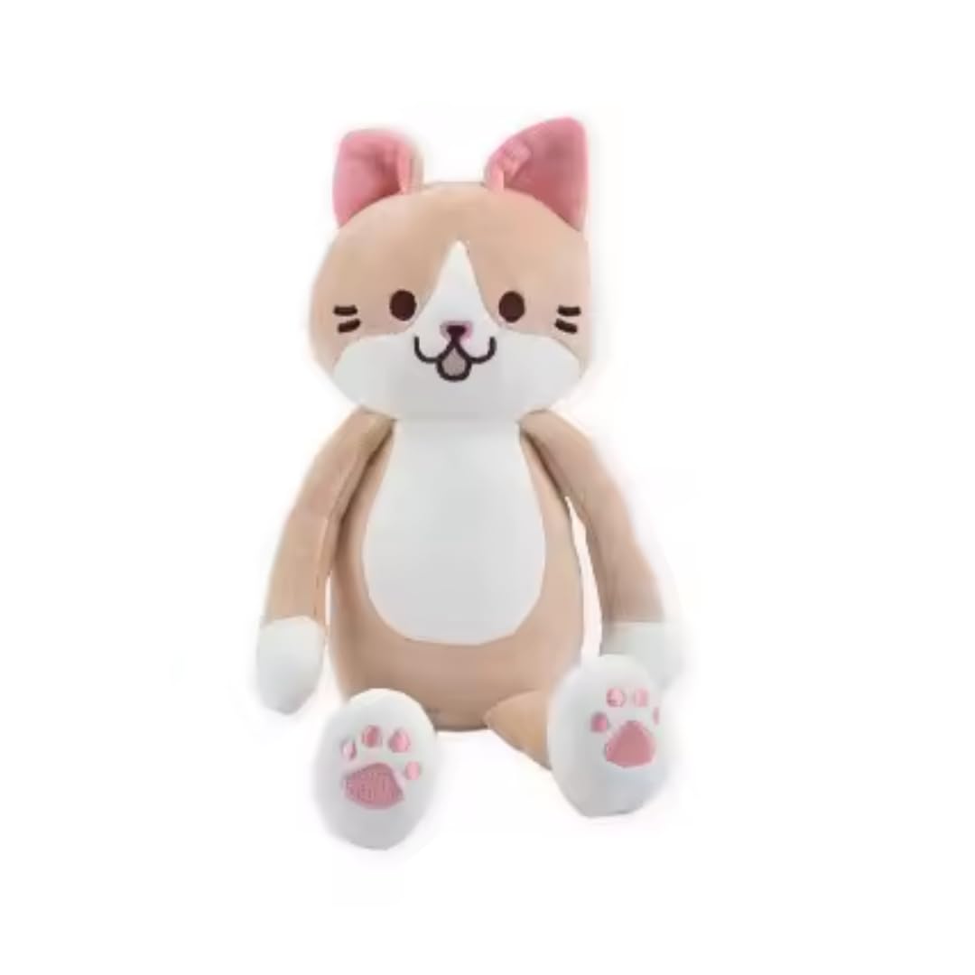 Brown White Long Hand Leg Cat Plush Pillow