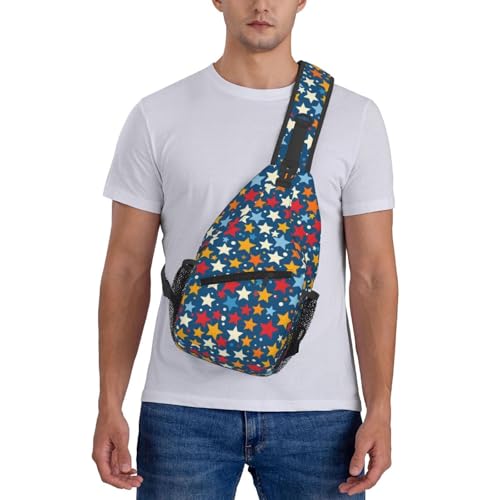 Mochila bandolera unisex ligera con patrón de estrellas coloridas miniatura 7