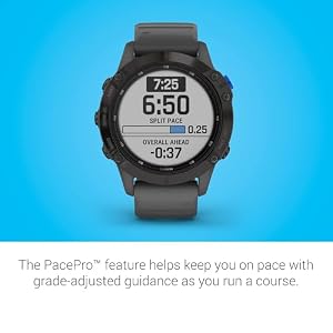 Garmin Fenix 6 Pro Solar (GPS, 1.4 inches) Solar-Powered Multisport, Advanced Training Features and Data, Black with Slate Gray Band (Renewed) — photo 4 of 6