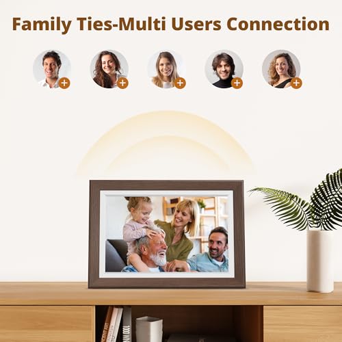 Image of Dragon Touch Digital Picture Frame WiFi 10 inch IPS Touch Screen Digital Photo Frame Display, 32GB Storage, Auto-Rotate, Share Photos via App, Email, Cloud, Classic 10 Brown