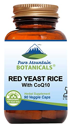 Red Yeast Rice with CoQ10 90 Kosher Vegan Capsules Now with 600mg Organic Red Rice Yeast Plus Co Q 10 - Natures Support for Cholesterol