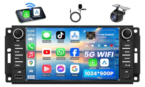 4+64GB ROM Android 15 Car Radio for Dodge Ram 1500 2500 2009-2012: HD IPS Touchscreen Replacement Stereo Wireless CarPlay Android Auto GPS 5G WiFi Bluetooth Backup Camera FM SWC