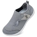 [Scurtain] シューズ 履きやすく脱ぎやすいウォーキング幅広スニーカースリッポン 上履き スニーカー ナースはきやすい靴 ベアフットジム 介護グレー 24 cm