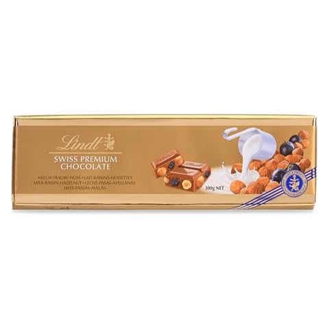 Lindt Hazelnut and Raisin Chocolate Bar, 300g Cover