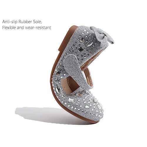Girls Mary Jane Ballet Ballerina Flats Wedding Party Rhinestone Studded Slip On Princess Dress Shoes for Toddler Little/Big Kid4