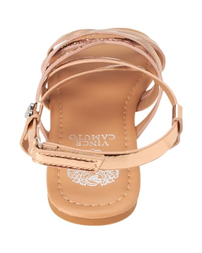 Image of Vince Camuto Girls' Sandals - Open Toe Summer Strappy Flat Dress Shoes with Glitters and Secure Hook and Look Closure