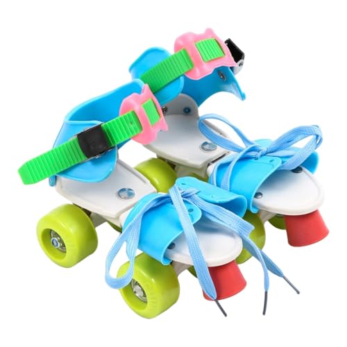 predolo Pattini a Rotelle per Bambini con vestibilità Regolabile, Ruote Quadruple per Principianti, Blu Colorato