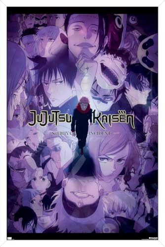 Trends International Jujutsu Kaisen: Season 2 - Shibuya Incident Key Art Wall Poster, 34L x 22.4W, White Framed Version
