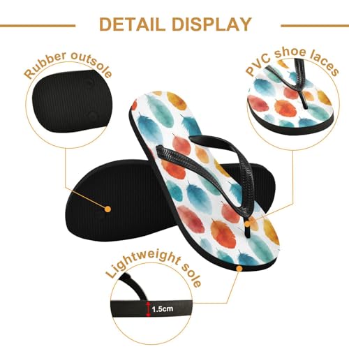 Flip Flop Sandals Watercolor Feather Print for Women Men Beach Outdoor XS3