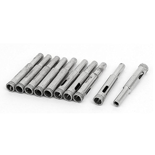Aexit 8mm Cutting Hole Saws & Accessories Dia Diamond Coated Straight Shank Glass Drill Bit Hole Hole Saw Sets Saws 10pcs