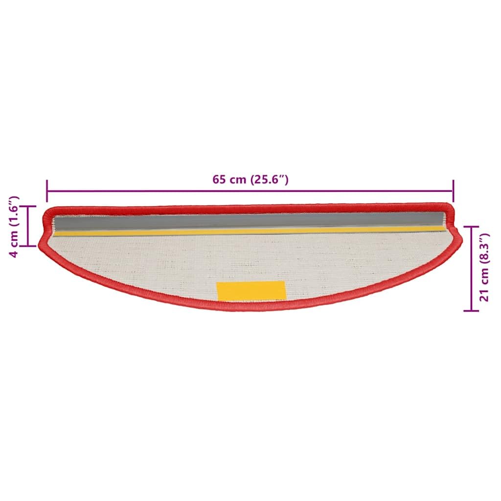 Tomostar Lot de 15 Marchettes d'escalier, Tapis d'escalier Autocollant Tapis pour Marche Protection d'escalier 15 pcs 65 x 21 x 4 cm Rouge Demi-Rond Grand