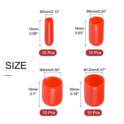 Image of uxcell 40pcs Round Rubber End Caps 1 /8 inch 1 /4 inch 3 /8 inch 1 /2 inch Red Vinyl Cover Screw Thread Protectors Assortment Kit
