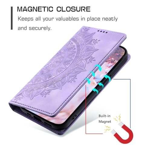Étui portefeuille Google Pixel 10 Pro violet en cuir antichoc à motif - 5