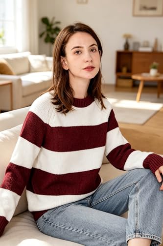 Image of Simple&Opulence Women's Chenille Sweater Crewneck Long Sleeve Pullover Ribbed Cuff Hem Round Neck Jumper Tops